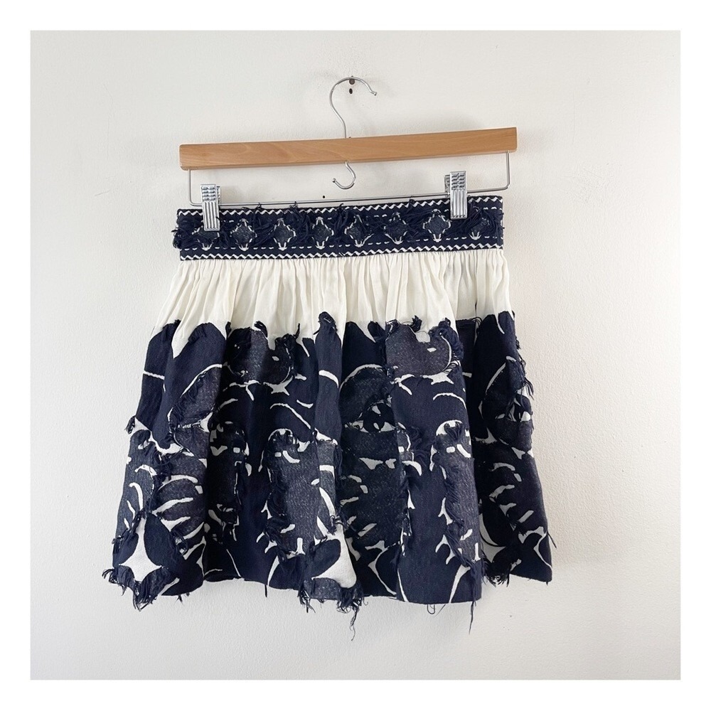 Chloe‎ Women's Mini Skirt Navy/White Printed Cotton Twill Size 0 CHL36009